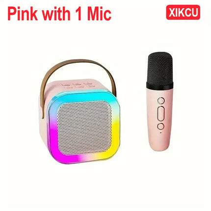XIKCU Draagbare Karaoke Bluetooth 5.3 Luidsprekermachine PA-systeem met 2 draadloze microfoons