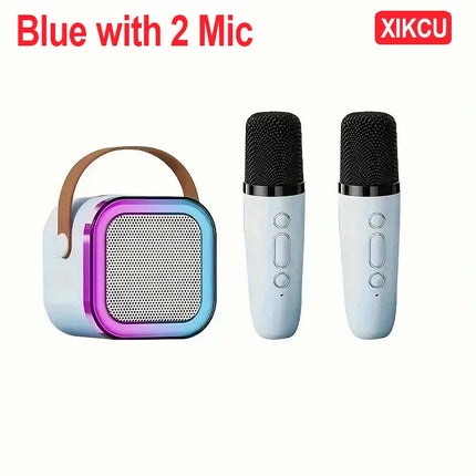 XIKCU Draagbare Karaoke Bluetooth 5.3 Luidsprekermachine PA-systeem met 2 draadloze microfoons