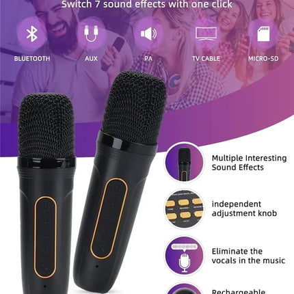 Draagbare Karaoke Bluetooth Speaker met Microfoons voor Feest & Outdoor – High Power 360° Stereo Surround