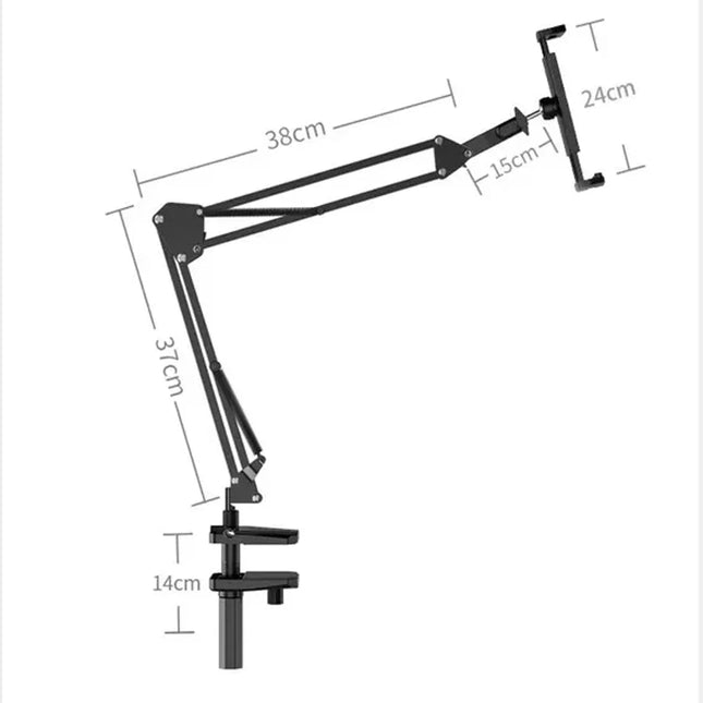 Verstelbare Tablet & lamp; Telefoonhouder met Lange Arm – 360° Draaibaar – Universele Standaard