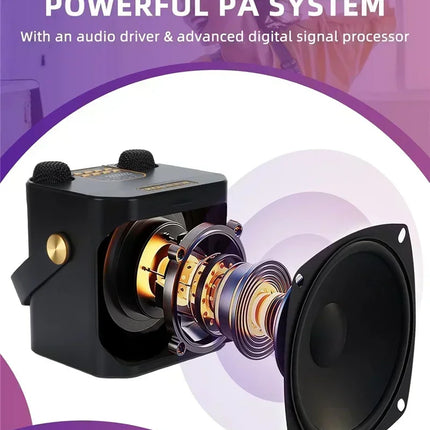 Draagbare Karaoke Bluetooth Speaker met Microfoons voor Feest & Outdoor – High Power 360° Stereo Surround