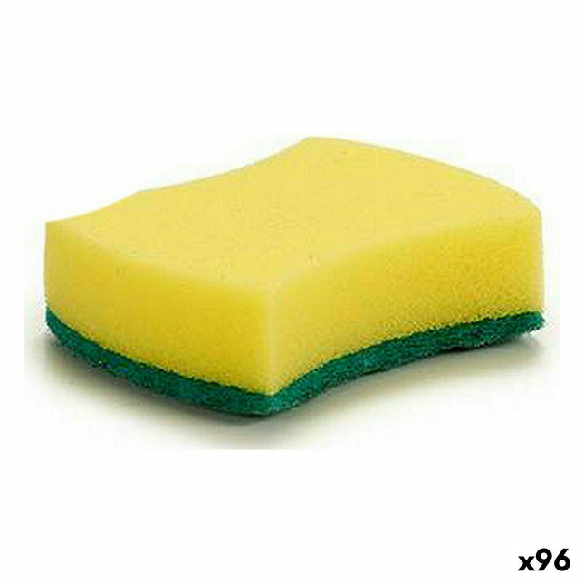 Bigbuy Home Schuurspons Geel Groen Synthetische Vezel 10 X 3 X 7,5 Cm (96 Stuks)