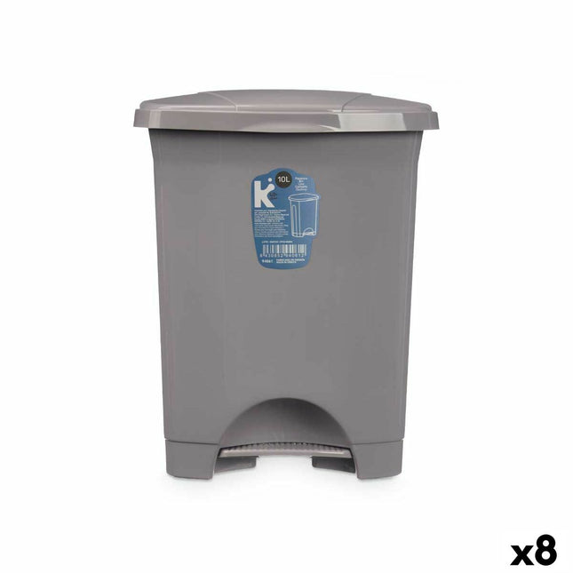 Bigbuy Home Pedaalemmer Grijs Plastic 10 L (8 Stuks)