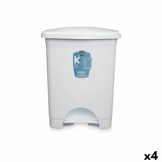 Bigbuy Home Pedaalemmer Wit Plastic 30 L (4 Stuks)