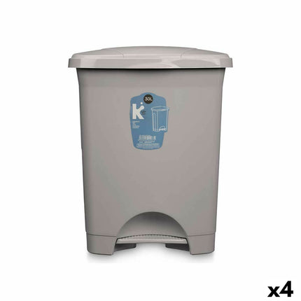 Bigbuy Home Pedaalemmer Grijs Plastic 30 L (4 Stuks)