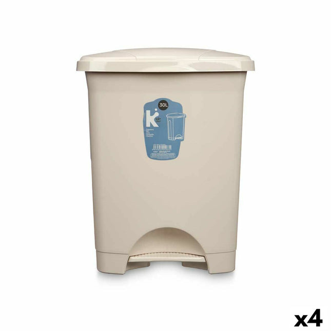 Bigbuy Home Pedaalemmer Beige Plastic 30 L (4 Stuks)