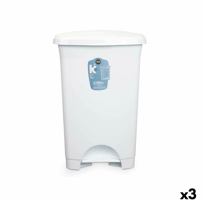 Bigbuy Home Pedaalemmer Wit Plastic 50 L (3 Stuks)