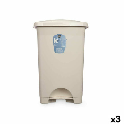Bigbuy Home Pedaalemmer Beige Plastic 50 L (3 Stuks)