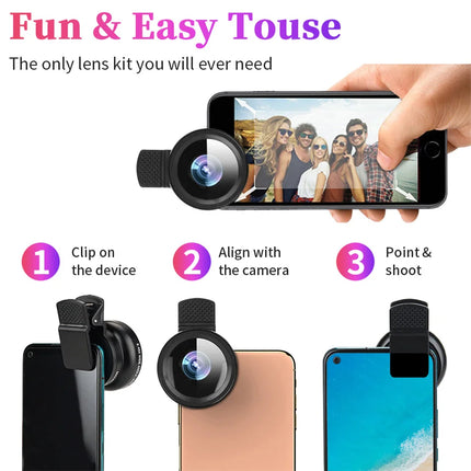2-in-1 Universele Telefoonlens Clip 37mm – Groothoek & Macro Lens – Smartphone Camera Lens voor iPhone & Android