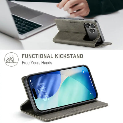 Flip Case Voor iPhone 17 Pro Max 5G Lederen Magnetische Cover